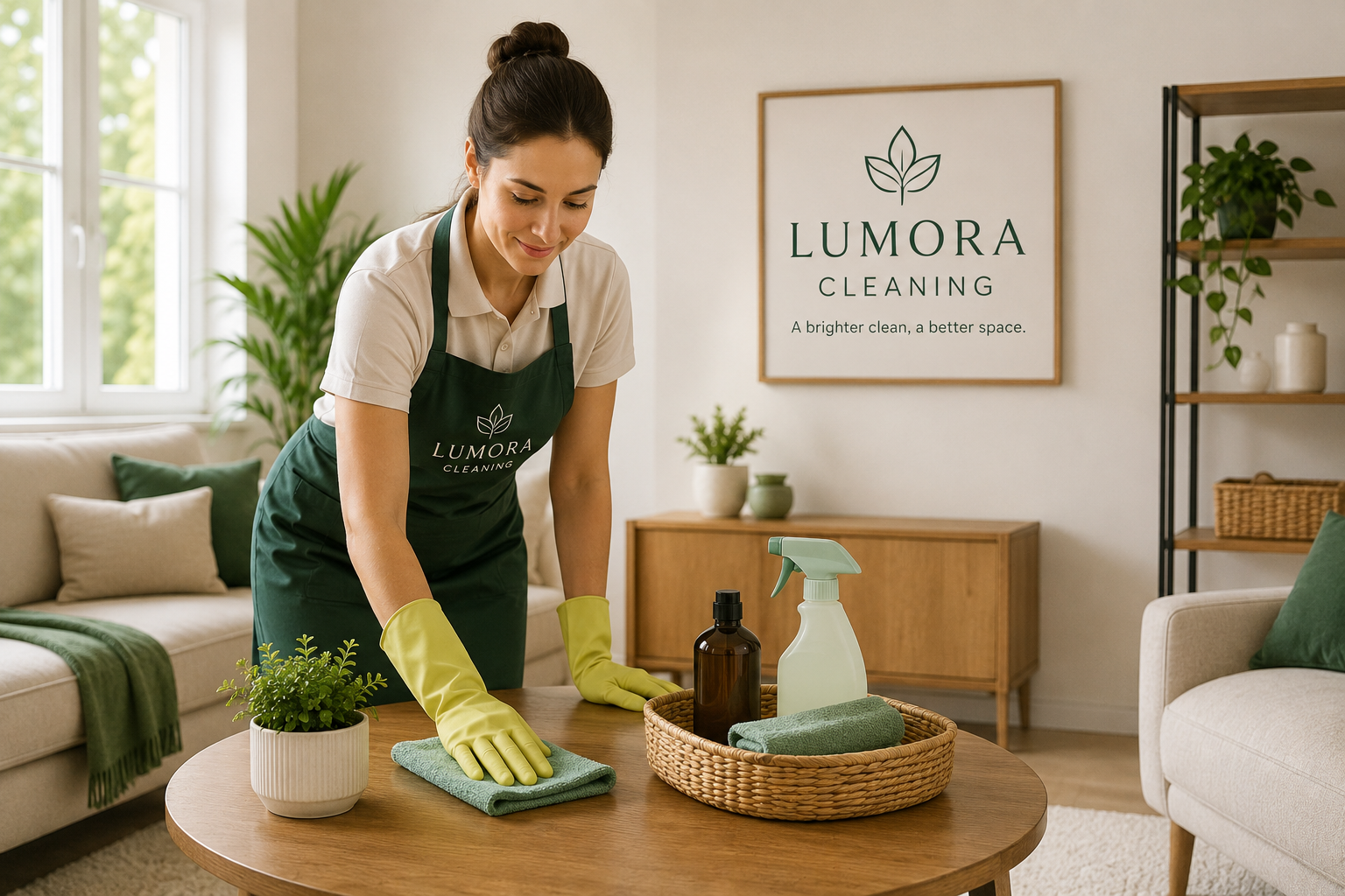 Professional Cleaner spraying surface